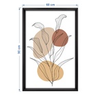 Quadro Decorativo Folhas Colorido com Vidro 90x60cm Tropical