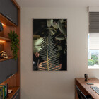 Quadro Decorativo Folhas E Flores Afiado Com Moldura Prata -