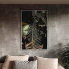 Quadro Decorativo Folhas E Flores Afiado Com Moldura Prata -