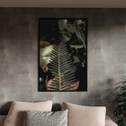 Quadro Decorativo Folhas E Flores Afiado Com Moldura Preto -