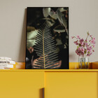 Quadro Decorativo Folhas E Flores Afiado Com Moldura Preto -