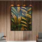 Quadro Decorativo Folhas E Flores Banana Leaves Com Moldura E