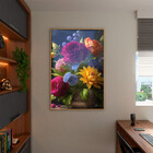 Quadro Decorativo Folhas E Flores Explosão De Cores Com Moldu