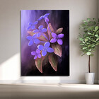 Quadro Decorativo Folhas E Flores Flor Em Tons Lilás - 100x70
