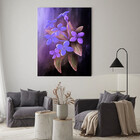 Quadro Decorativo Folhas E Flores Flor Em Tons Lilás - 90x60