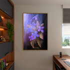 Quadro Decorativo Folhas E Flores Flor Em Tons Lilás Com Mold