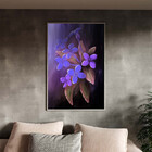 Quadro Decorativo Folhas E Flores Flor Em Tons Lilás Com Mold