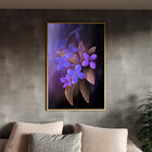 Quadro Decorativo Folhas E Flores Flor Em Tons Lilás Com Mold