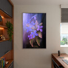 Quadro Decorativo Folhas E Flores Flor Em Tons Lilás Com Mold