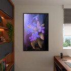 Quadro Decorativo Folhas E Flores Flor Em Tons Lilás Com Mold