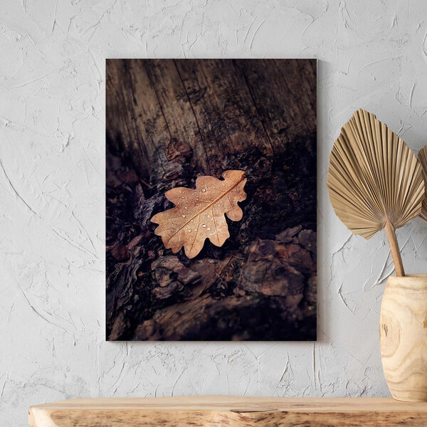 Quadro Decorativo Folhas E Flores Folha Sobre Tronco - 180x13