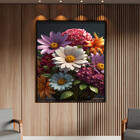 Quadro Decorativo Folhas E Flores Harmonia Floral Com Moldura