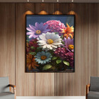 Quadro Decorativo Folhas E Flores Harmonia Floral Com Moldura