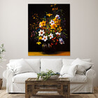 Quadro Decorativo Folhas E Flores Sobre A Mesa - 180x120 Cm