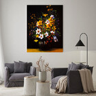 Quadro Decorativo Folhas E Flores Sobre A Mesa - 90x60 Cm