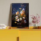 Quadro Decorativo Folhas E Flores Sobre A Mesa Com Moldura E