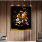 Quadro Decorativo Folhas E Flores Sobre A Mesa Com Moldura Pr