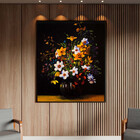 Quadro Decorativo Folhas E Flores Sobre A Mesa Com Moldura Pr