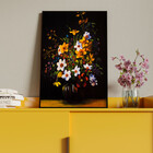 Quadro Decorativo Folhas E Flores Sobre A Mesa Com Moldura Pr