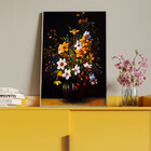 Quadro Decorativo Folhas E Flores Sobre A Mesa Com Moldura Pr