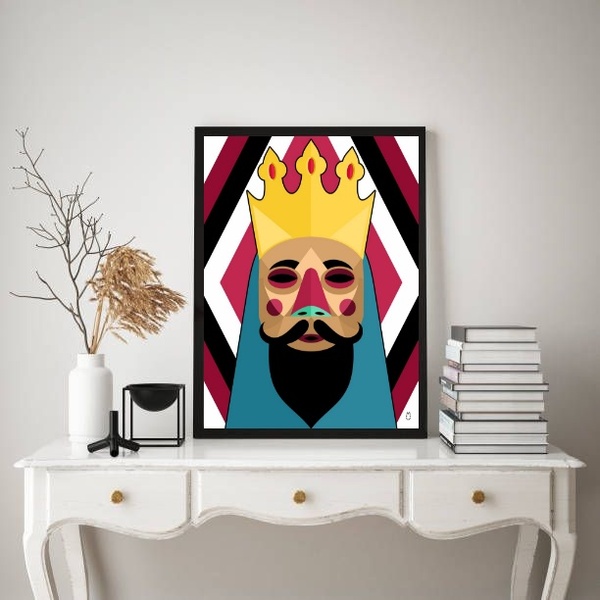 Quadro Decorativo Folia De Reis- Rei mago 24x18cm Moldura:mad