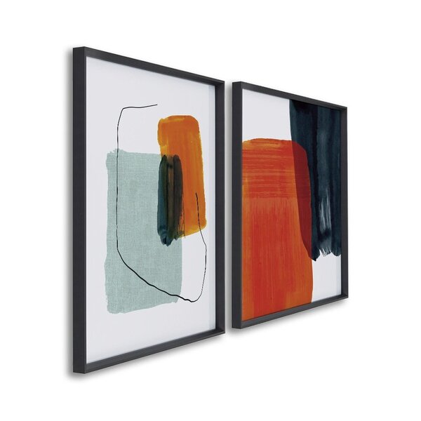 Quadro Decorativo Formas Abstratas Com 2 Telas De Parede Para