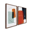 Quadro Decorativo Formas Abstratas Com 2 Telas De Parede Para