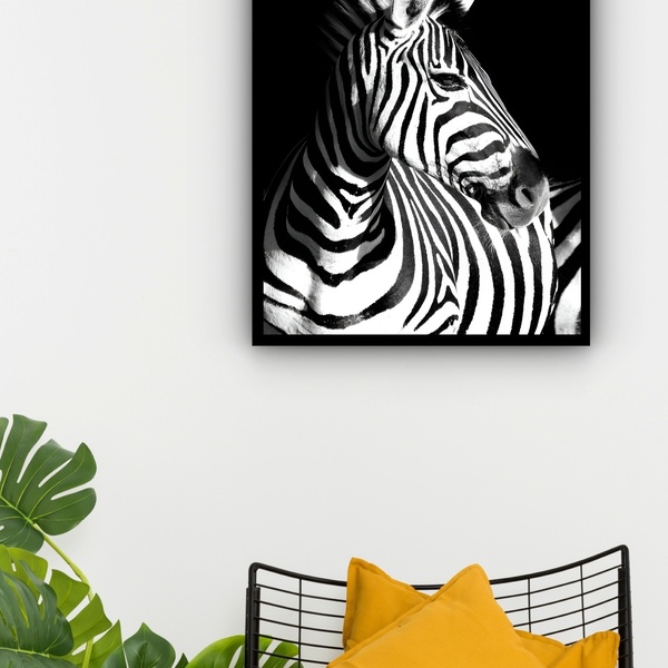 Quadro Decorativo Foto Zebra Perfil  - 70x50cm Moldura Branca