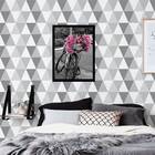 Quadro Decorativo Fotografia Bicicleta Com Flores Rosas 45x34