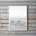 Quadro Decorativo Fotografia Branca Bicicletas 33x24cm Moldur