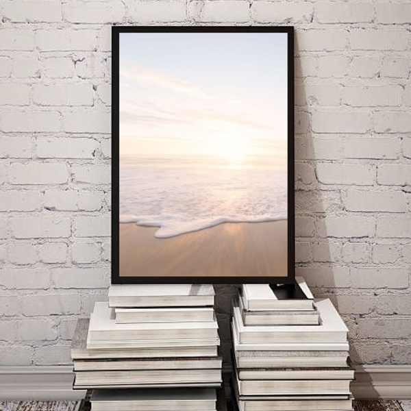 Quadro Decorativo Fotografia Branca E Bege Praia 33x24cm Mold