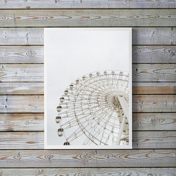 Quadro Decorativo Fotografia Branca Roda Gigante 45x34cm Mold