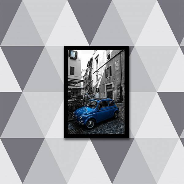 Quadro Decorativo Fotografia Carro Retrô Azul 45x34cm A3 (45