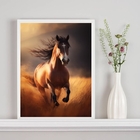 Quadro Decorativo Fotografia Cavalo Marrom 33x24cm Moldura:ma