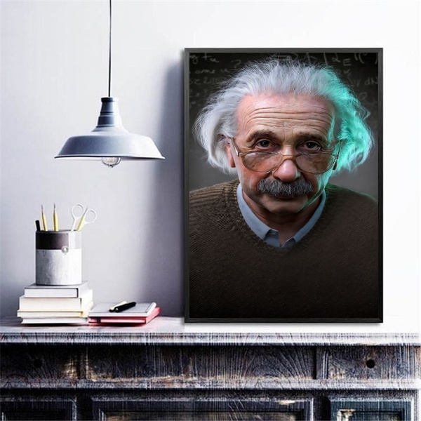 Quadro Decorativo Fotografia Einstein 45x34cm Moldura:madeira