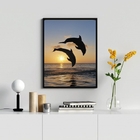 Quadro Decorativo Fotografia Golfinhos 45x34cm Moldura:madeir