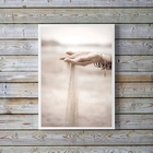 Quadro Decorativo Fotografia Mão Areia Praia 24x18cm - Com Vi