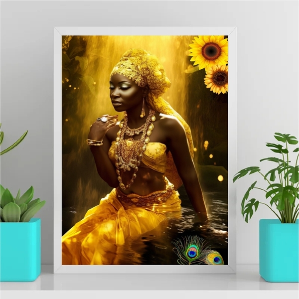 Quadro Decorativo Fotografia Oxum 24x18cm - Com Vidro Moldura