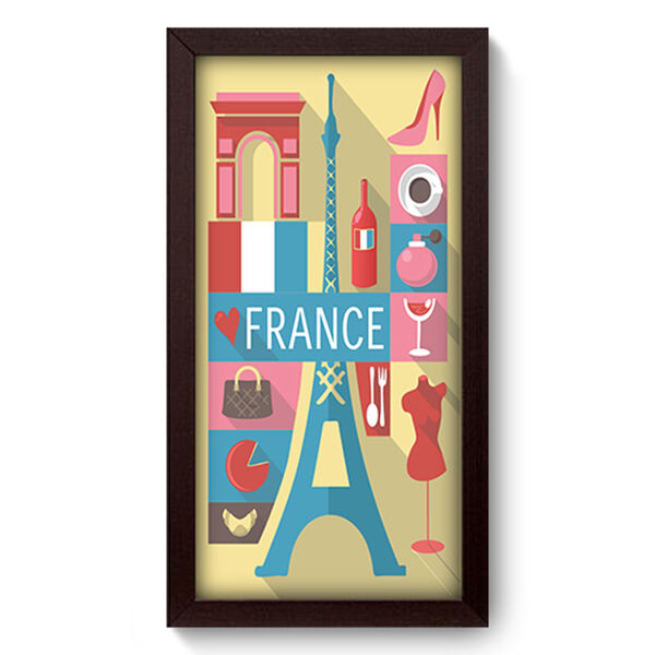 Quadro Decorativo - França - 19cm X 34cm - 248qdmp