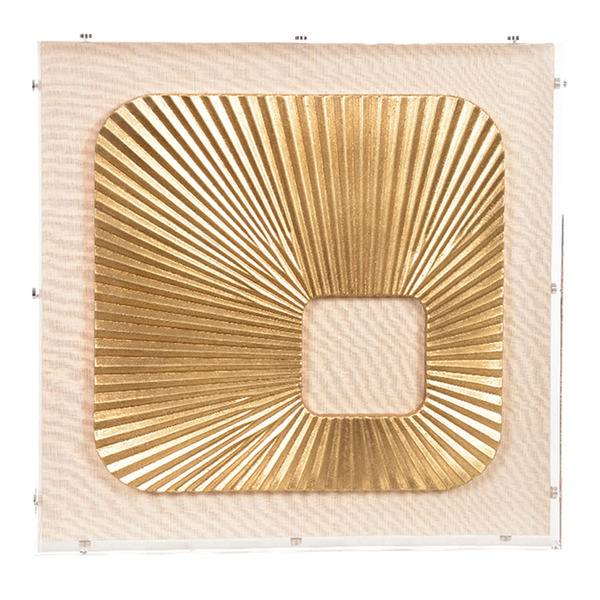 Quadro Decorativo Franzido Quadrado Dourado 50x50x5 Cm - D'ro