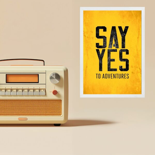 Quadro Decorativo Frase Aventura 24x18cm Moldura Branca