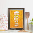 Quadro Decorativo Frase Cerveja e Amigos 33x43cm Moldura Marr