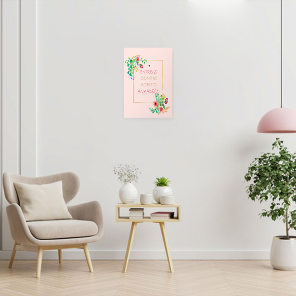 Quadro Decorativo Frase Entrego Confio Aceito Agradeço 20x25