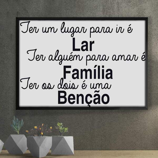 Quadro Decorativo Frase Família - 30x45cm