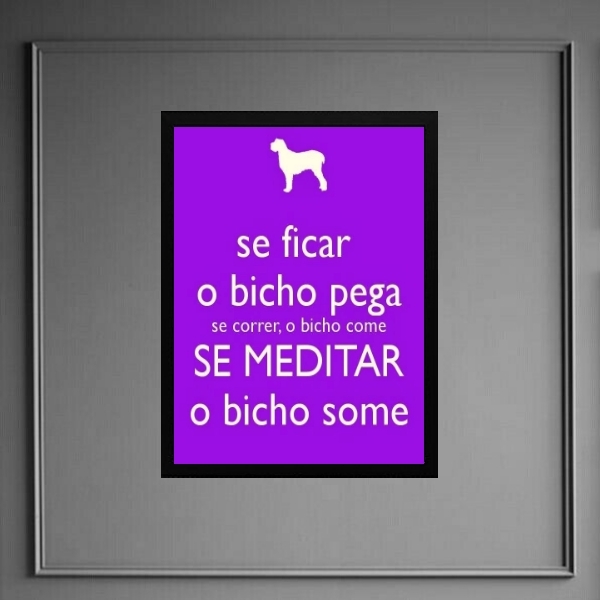 Quadro Decorativo Frase Meditar 45x34cm - Com Vidro Moldura:m