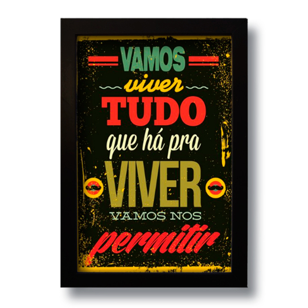 Quadro Decorativo Frase Motivacional Vamos Viver 33x43 cm
