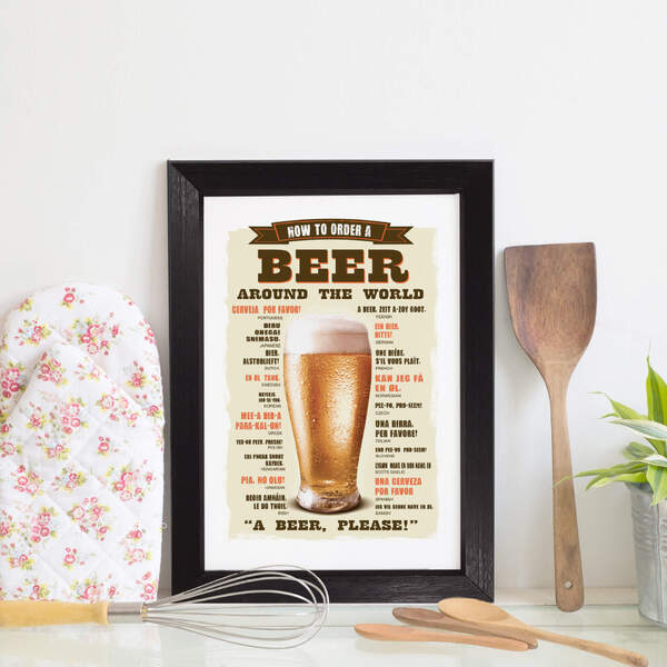 Quadro Decorativo Frase Pedir Cerveja 22x32cm Moldura Preta