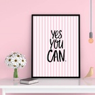 Quadro Decorativo Frase Yes You Can 24x18cm Moldura:madeira P