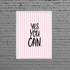 Quadro Decorativo Frase Yes You Can 45x34cm - Com Vidro Moldu