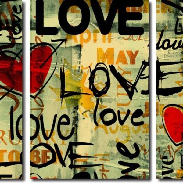 Quadro Decorativo Frases Love 3 Peças